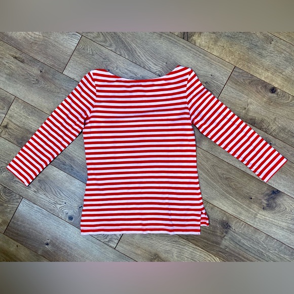 KATE SPADE Red & Pink Striped 3/4 Sleeve Tee - Picture 8 of 9